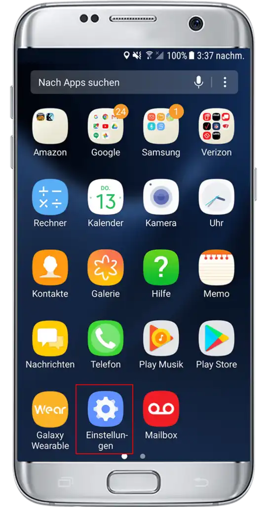 On your Phone or tablet tap Settings from the menu